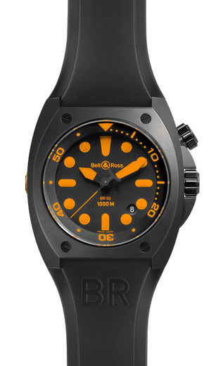 BR 02-92 Carbon Orange Bell &amp; Ross Collection Marine Divers