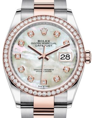 126281RBR White mother-of-pearl set with diamonds Rolex Datejust 36