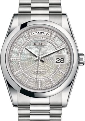 118206 Carousel of white mother-of-pearl Rolex Day-Date 36