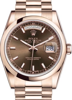 118205 Chocolate long-lasting blue luminescence Rolex Day-Date 36
