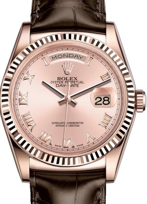 118135 Pink Roman numerals Rolex Day-Date 36