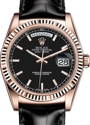 118135 Black long-lasting blue luminescence Rolex Day-Date 36