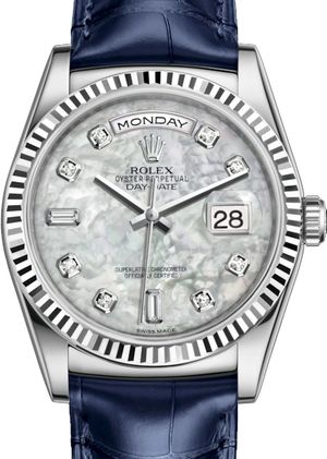 118139 White mother-of-pearl set with diamonds Rolex Day-Date 36