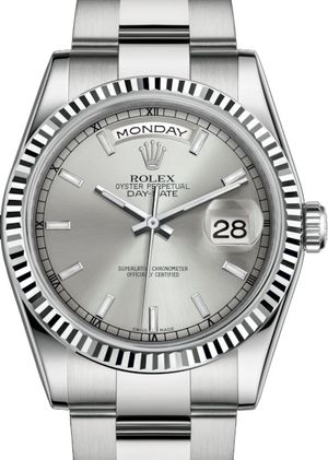 118239 Silver long-lasting blue luminescence Rolex Day-Date 36