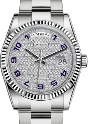 118239 Diamond-paved black enamel numerals Rolex Day-Date 36