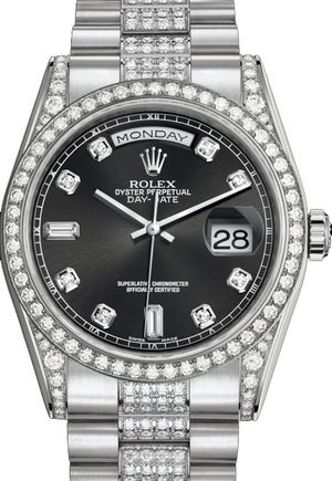 118389 Black set with diamonds Rolex Day-Date 36