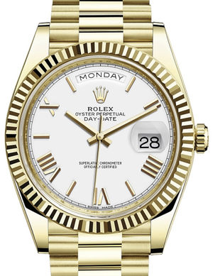 228238 White bevelled deconstructed Roman Rolex Day-Date 40
