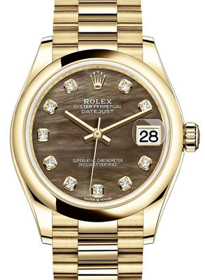 278248 Black mother-of-pearl set with diamonds Rolex Datejust 31