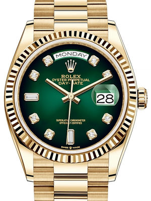 128238 Green ombre set with diamonds Rolex Day-Date 36