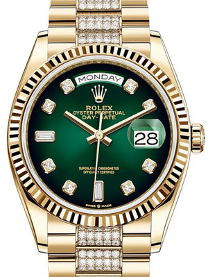 128238 Green ombre set with diamonds Rolex Day-Date 36