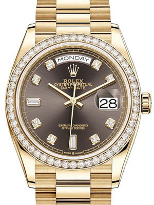 128348RBR Dark grey set with diamonds Rolex Day-Date 36