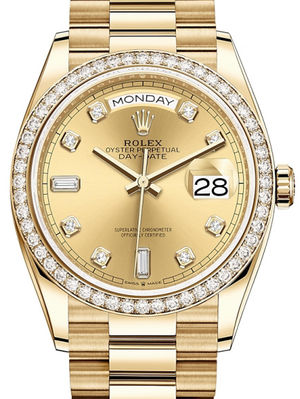 128348RBR Champagne-colour set with diamonds Rolex Day-Date 36