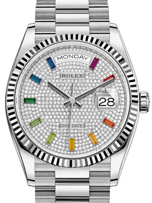128239 Diamond-paved rainbow sapphires Rolex Day-Date 36