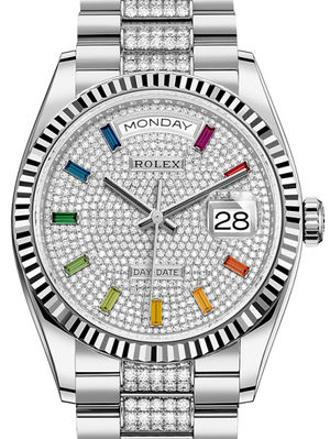 128239 Diamond-paved rainbow sapphires Rolex Day-Date 36