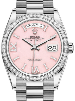 128349RBR Pink opal set with diamonds Rolex Day-Date 36