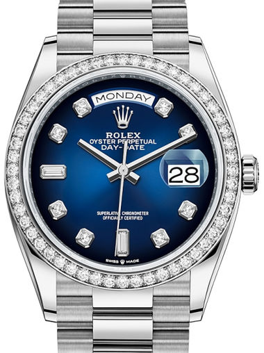 128349RBR Blue ombre set with diamonds Rolex Day-Date 36