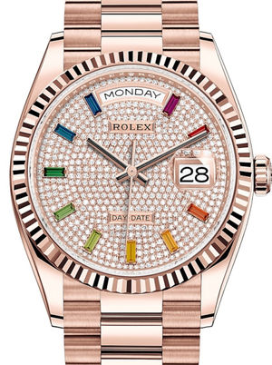 128235 Diamond-paved rainbow sapphires Rolex Day-Date 36
