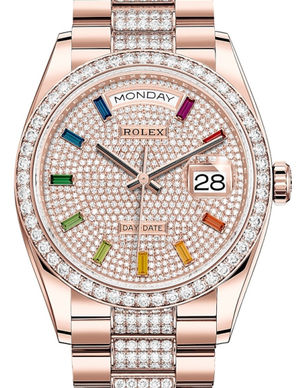 128345RBR Diamond-paved rainbow sapphires Rolex Day-Date 36