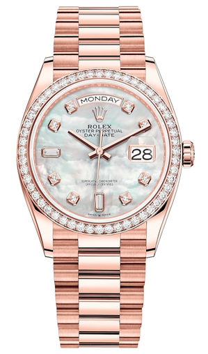 128345RBR White mother-of-pearl set with diamonds Rolex Day-Date 36