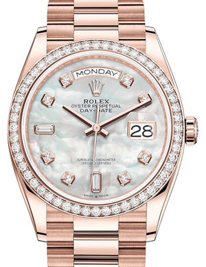 128345RBR White mother-of-pearl set with diamonds Rolex Day-Date 36