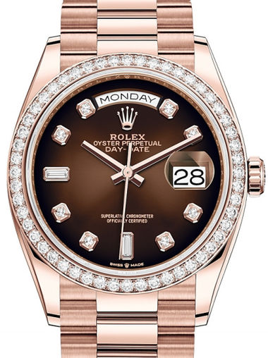 128345RBR Brown ombre set with diamonds Rolex Day-Date 36