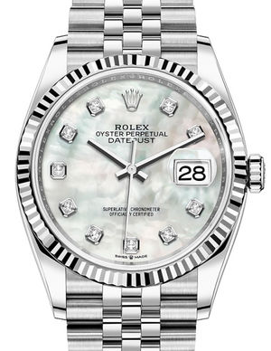 126234 White mother-of-pearl set with diamonds Rolex Datejust 36