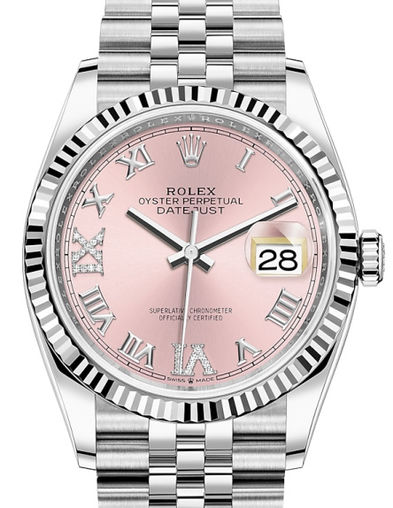 126234 Pink set with diamonds Roman VI and IX Rolex Datejust 36