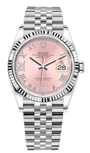 126234 Pink set with diamonds Roman VI and IX Rolex Datejust 36