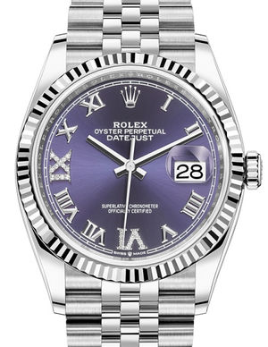 126234 Aubergine set with diamonds Roman VI and IX Rolex Datejust 36