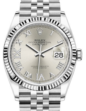 126234 Silver set with diamonds Roman VI and IX Rolex Datejust 36