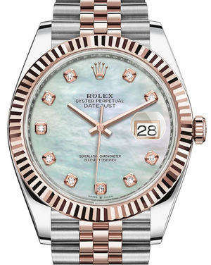 126331 White mother-of-pearl set with diamonds Rolex Datejust 41