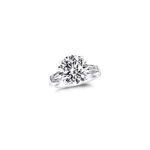 round diamond with tapered baguette cut side stone GRAFF Classic