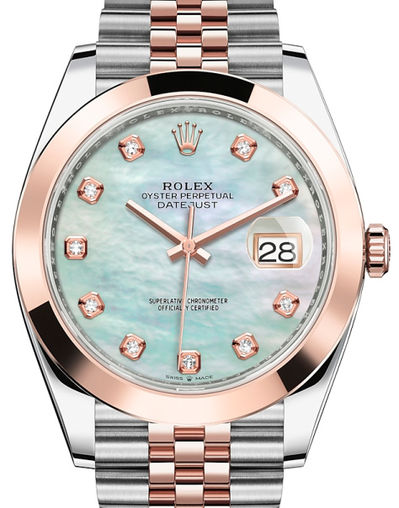 126301 White mother-of-pearl set with diamonds Rolex Datejust 41