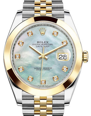 126303 White mother-of-pearl set with diamonds JB Rolex Datejust 41