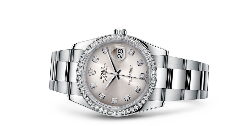 116244 Silver set with diamonds Oyster Bracelet Rolex Datejust 36