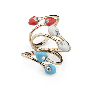 rose gold diamonds, coral, turquoise, white agate Verdi Gioielli Rock-n-Roll