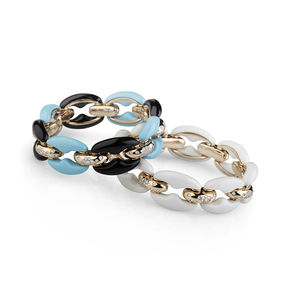 Rose gold bracelet with diamonds and white agate Verdi Gioielli Rock-n-Roll