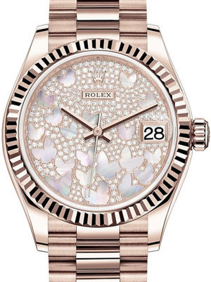 Rolex Datejust 31 Everose Gold Fluted Bezel President Bracelet 278275 0037 Watches Master