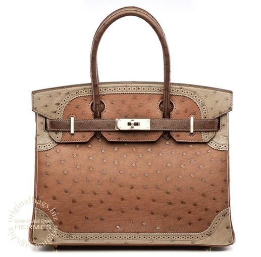 Birkin 30 Ghillies Etrusque/ Mousse/ Marron Fonce Hermès Bag