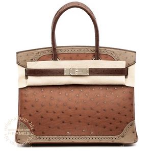 Birkin 30 Ghillies Etrusque/ Mousse/ Marron Fonce Hermès Bags