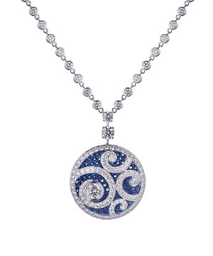 Diamond on Diamond Sapphire Wave Necklace GRAFF Diamond on Diamond