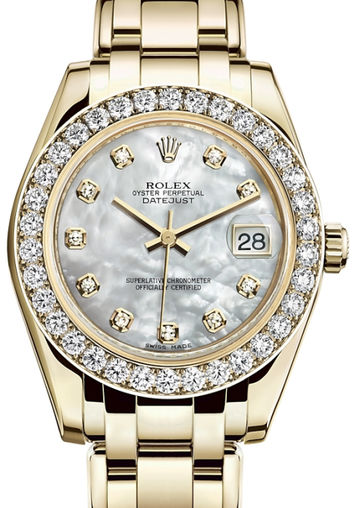 81298 White mother-of-pearl set with diamonds Rolex Pearlmaster