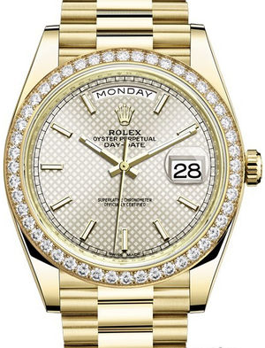 228348RBR Silver, diagonal motif Rolex Day-Date 40