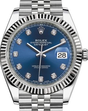126334 Blue set with diamonds USED Rolex Datejust 41