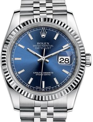116234 Blue dial stick hour markers USED Rolex Datejust 36
