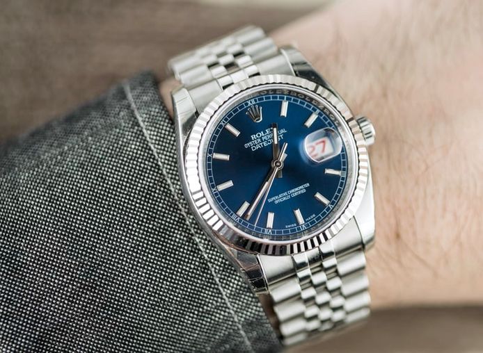 116234 Blue dial stick hour markers USED Rolex Datejust 36