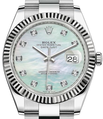 126334 White mother-of-pearl set with diamonds Rolex Datejust 41