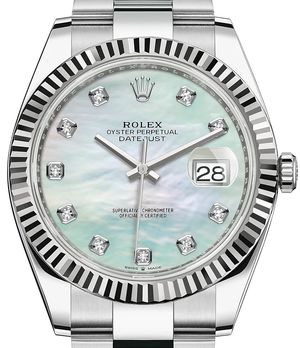 126334 White mother-of-pearl set with diamonds Rolex Datejust 41