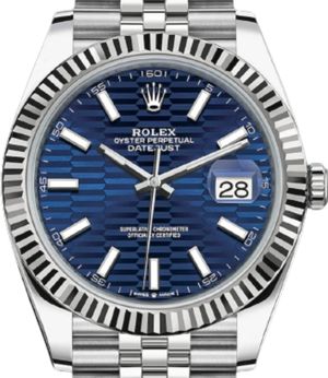 126334-0032 Bright blue fluted motif Rolex Datejust 41