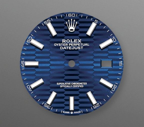 126334-0032 Bright blue fluted motif Rolex Datejust 41